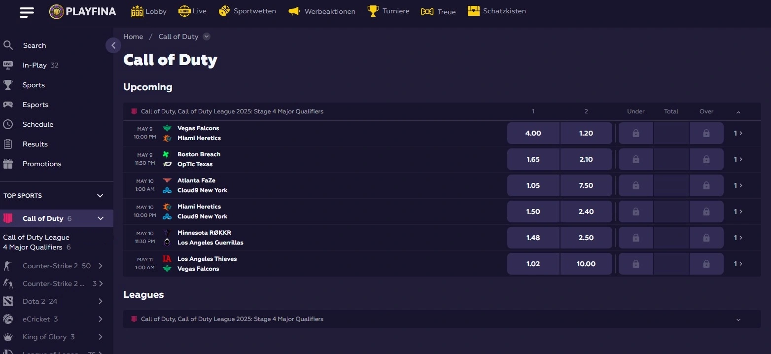 Playfina Esports live Call of Duty